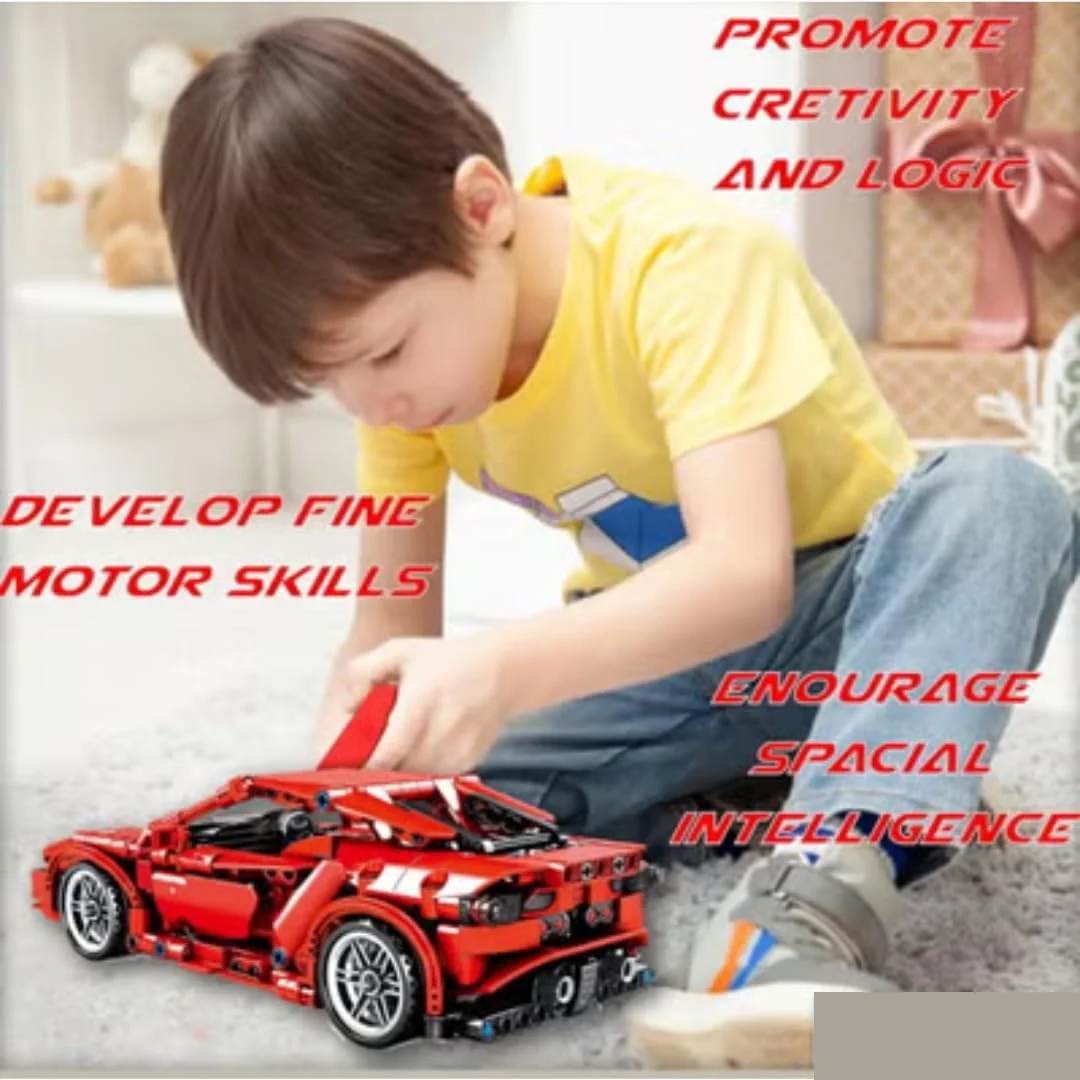 مدل ترنسفورمر ماشین مسابقه ای، بلوک های ساختنی، مجموعه آجرهای ساختنی، مدل سه بعدی، اسباب بازی آموزشی و مهندسی، هدیه عید برای پسران