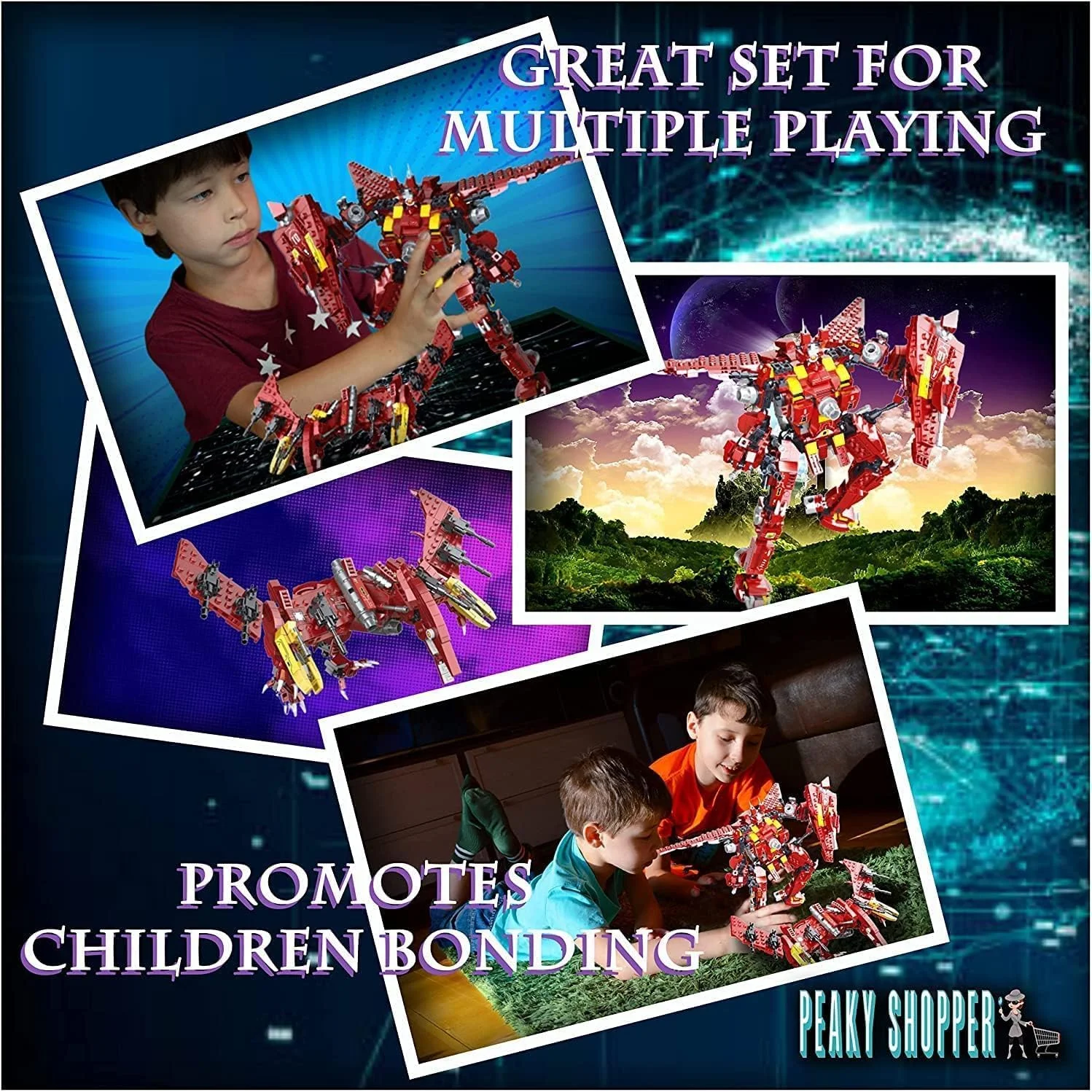 مجموعه بلوک های ساختمانی مدل تبدیل شونده، اسباب بازی های دایناسوری تبدیل شونده برای پسران، کیت های ساخت سه بعدی، اسباب بازی های آموزشی ساخت و ساز، هدیه عید برای پسر مجموعه بلوک های ساختمانی مدل تبدیل شونده، اسباب بازی های دایناسوری تبدیل شونده برای پسران، کیت های ساخت سه بعدی، اسباب بازی های آموزشی ساخت و ساز، هدیه عید برای پسر