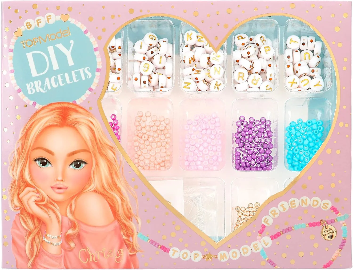 ست ساخت دستبند خودتان TOPModel به همراه 207 مهره حروف، 6 آویز، 3 کیسه هدیه، 2 متر نخ الاستیک، دستورالعمل ساخت با ست جواهرات برای کودکان - شامل مهره ها و آویزهای رنگارنگ