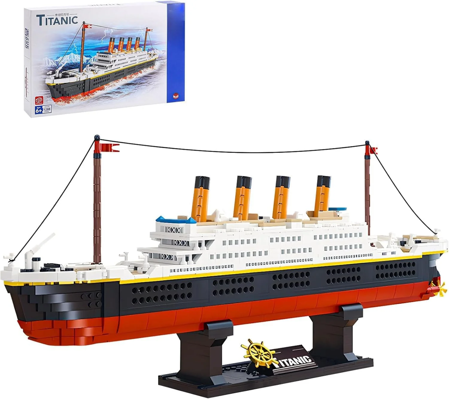 مجموعه ساخت مدل کشتی تفریحی تایتانیک - مجموعه 1288 قطعه بلوک DIY، مدل نمایشی دقیق، چالش جذاب برای بزرگسالان و کودکان، هدیه اسباب بازی کلکسیونی