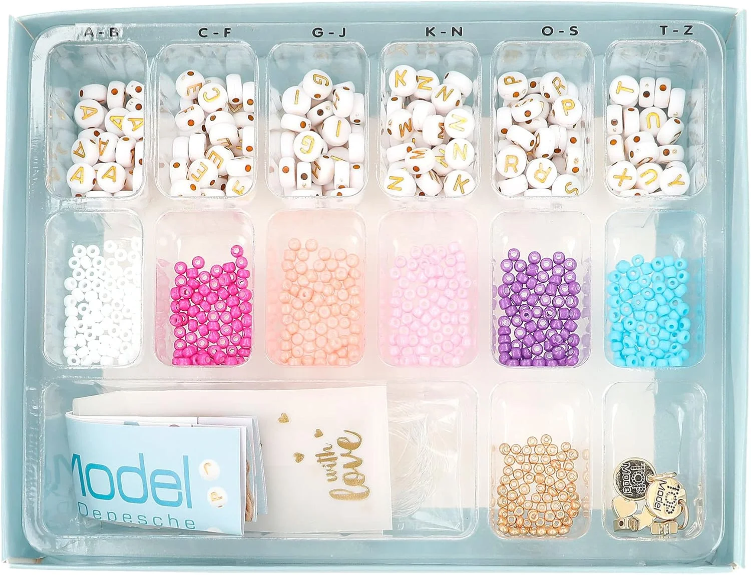 ست ساخت دستبند خودتان TOPModel به همراه 207 مهره حروف، 6 آویز، 3 کیسه هدیه، 2 متر نخ الاستیک، دستورالعمل ساخت با ست جواهرات برای کودکان - شامل مهره ها و آویزهای رنگارنگ ست ساخت دستبند خودتان TOPModel به همراه 207 مهره حروف، 6 آویز، 3 کیسه هدیه، 2 متر نخ الاستیک، دستورالعمل ساخت با ست جواهرات برای کودکان - شامل مهره ها و آویزهای رنگارنگ