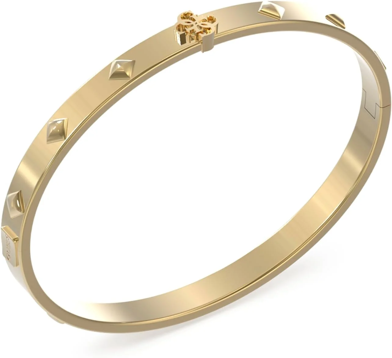 دستبند النگویی زنانه گس طرح 4G با نگین، سایز 6 میلی متر، طلایی