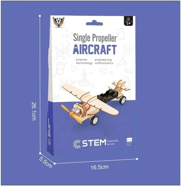 کیت هواپیمای چوبی VersaMarts STEM – مدل هواپیمای تک ملخه خودساز، اسباب بازی آموزشی برای کودکان