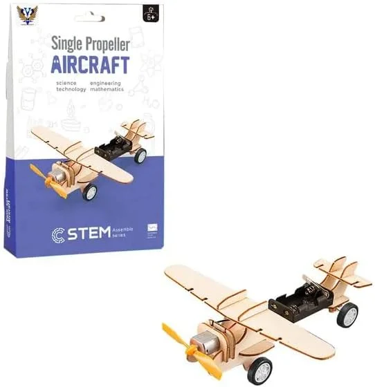 کیت هواپیمای چوبی VersaMarts STEM – مدل هواپیمای تک ملخه خودساز، اسباب بازی آموزشی برای کودکان
