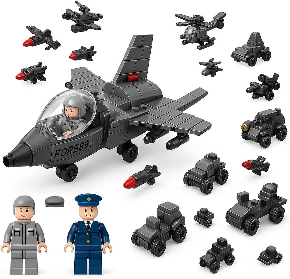 بلوک های ساختنی ناو جنگی، اسباب بازی برای پسران - مجموعه مدل نظامی 510 قطعه ای با جت های جنگنده، اسباب بازی های ساخت و ساز برای کودکان 6 سال به بالا، کیت بازی آموزشی STEM DIY، سازگار با برندهای اصلی