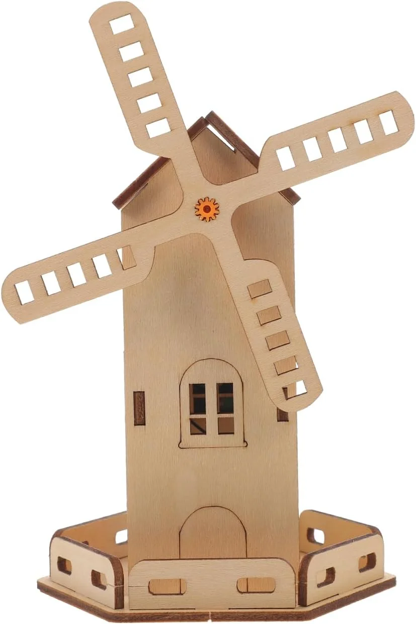 مجموعه موتور خورشیدی VILLCASE، مجموعه ژنراتور بادی علمی مدل چوبی ژنراتور بادی پروژه های آزمایش علمی پازل های ساختمانی سه بعدی آموزشی برای اسباب بازی های ساقه DIY کودکان