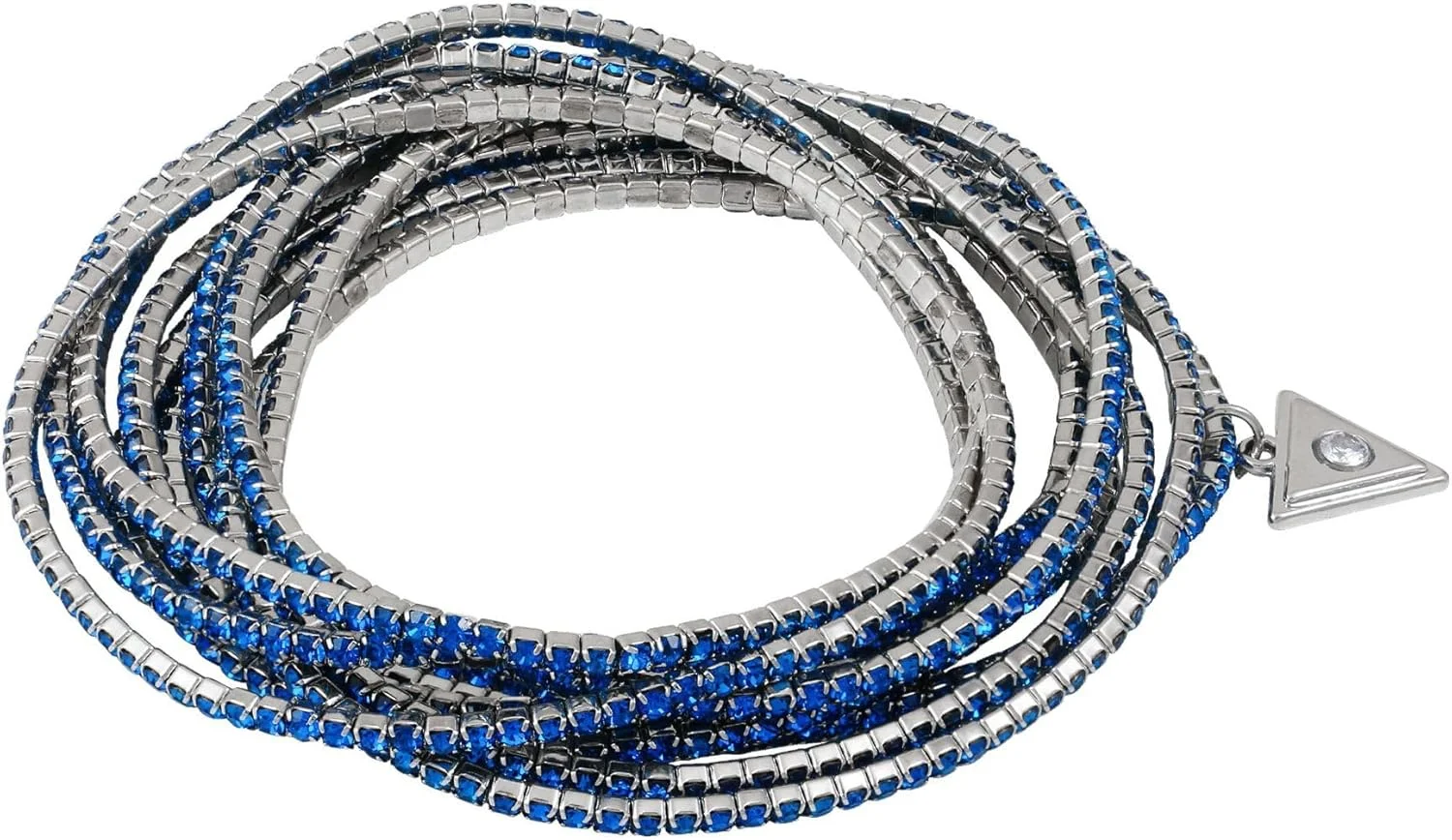 ست دستبند 10 تکه نگین آبی نقره ای حدس