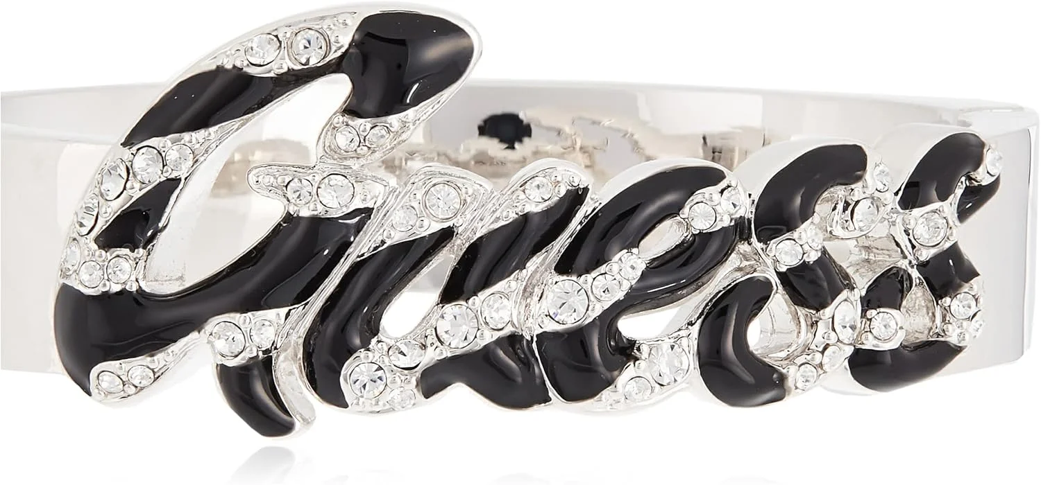 دستبند زنانه حدس مدل Wild At Heart فلزی با نگین های سواروسکی، نقره ای Ubb71206، سایز آزاد