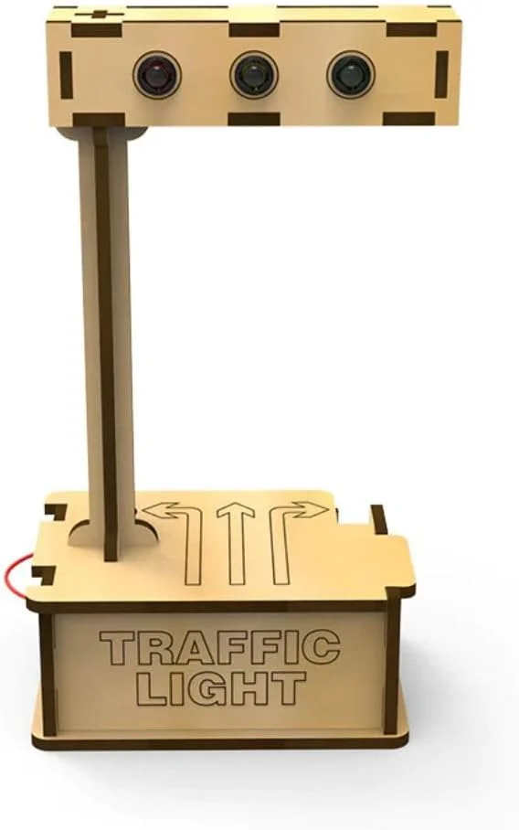 پازل های سه بعدی چوبی خودساز، اسباب بازی های فکری، کیت صنایع دستی چوبی کودکان - چرخ دنده های مکانیکی، الکتریکی و مدل های فیزیکی مجموعه آموزشی برای کودکان (ابزار چراغ راهنمایی)