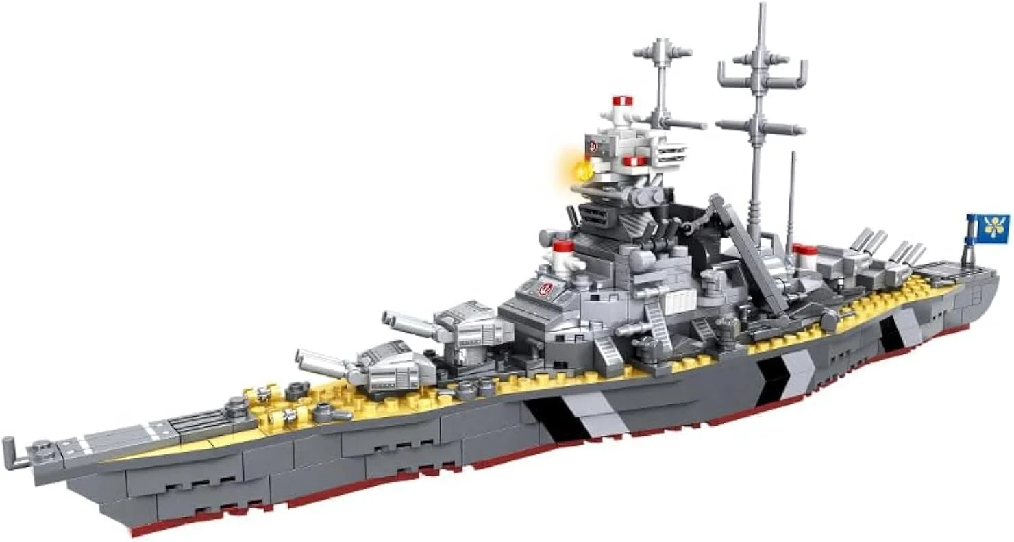 کشتی جنگی WOMA، اسباب بازی بلوک ساختمانی برای پسران برای بازی در سناریوهای نیروی دریایی نظامی، بازی یادگیری و آموزشی کودکان برای ساختن یک قایق ارتشی از 548 بلوک، کیت ساختنی، C0138