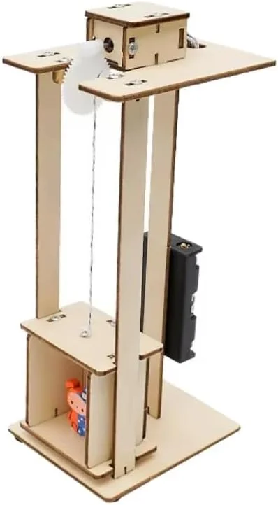 کیت آسانسور چوبی DIY، مجموعه آسانسور DIY کودکان، مدل آسانسور، کیت ساخت کاردستی DIY، اسباب بازی آموزشی یادگیری اولیه