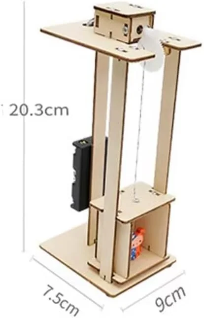 کیت آسانسور چوبی DIY، مجموعه آسانسور DIY کودکان، مدل آسانسور، کیت ساخت کاردستی DIY، اسباب بازی آموزشی یادگیری اولیه