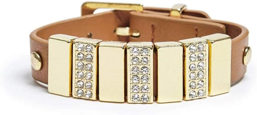 دستبند میله ای نگین دار طلایی رنگ گس فکتوری