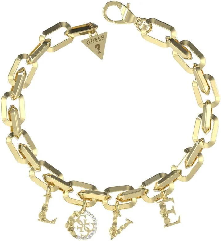 دستبند استیل طلایی گس مدل 4 Love، تک سایز، استیل، بدون سنگ قیمتی