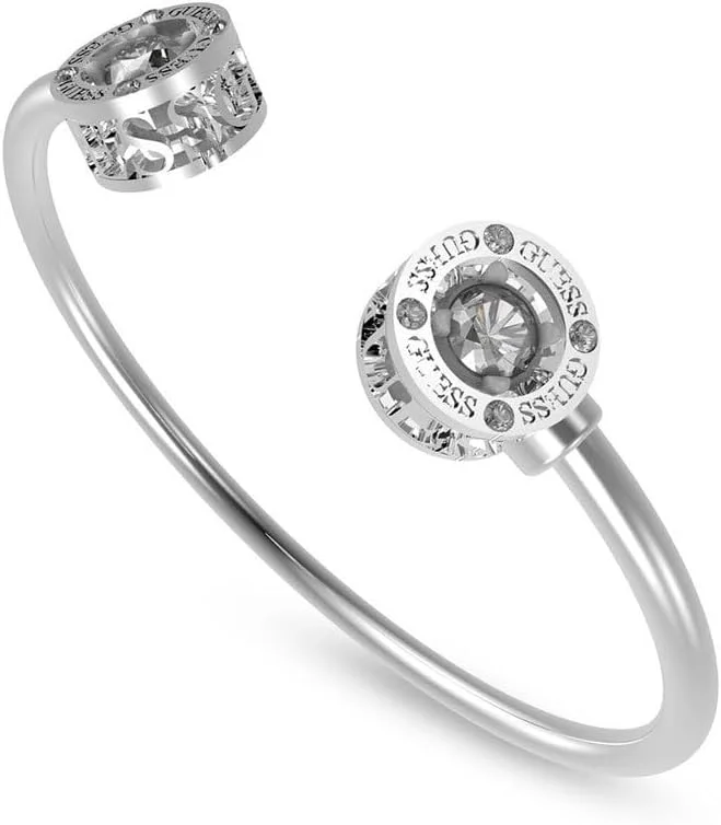 دستبند تک نگین انعطاف پذیر GUESS با زیرکونیا سفید JUBB01461JWYGS/JUBB01461JWRHS، تک سایز، زیرکونیا کوبیک