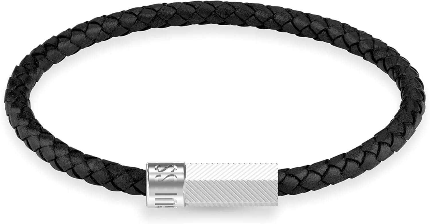 دستبند مردانه گس، استیل و چرم، طرح پیچ و مهره، سایز کوچک دستبند مردانه گس، استیل و چرم، طرح پیچ و مهره، سایز کوچک