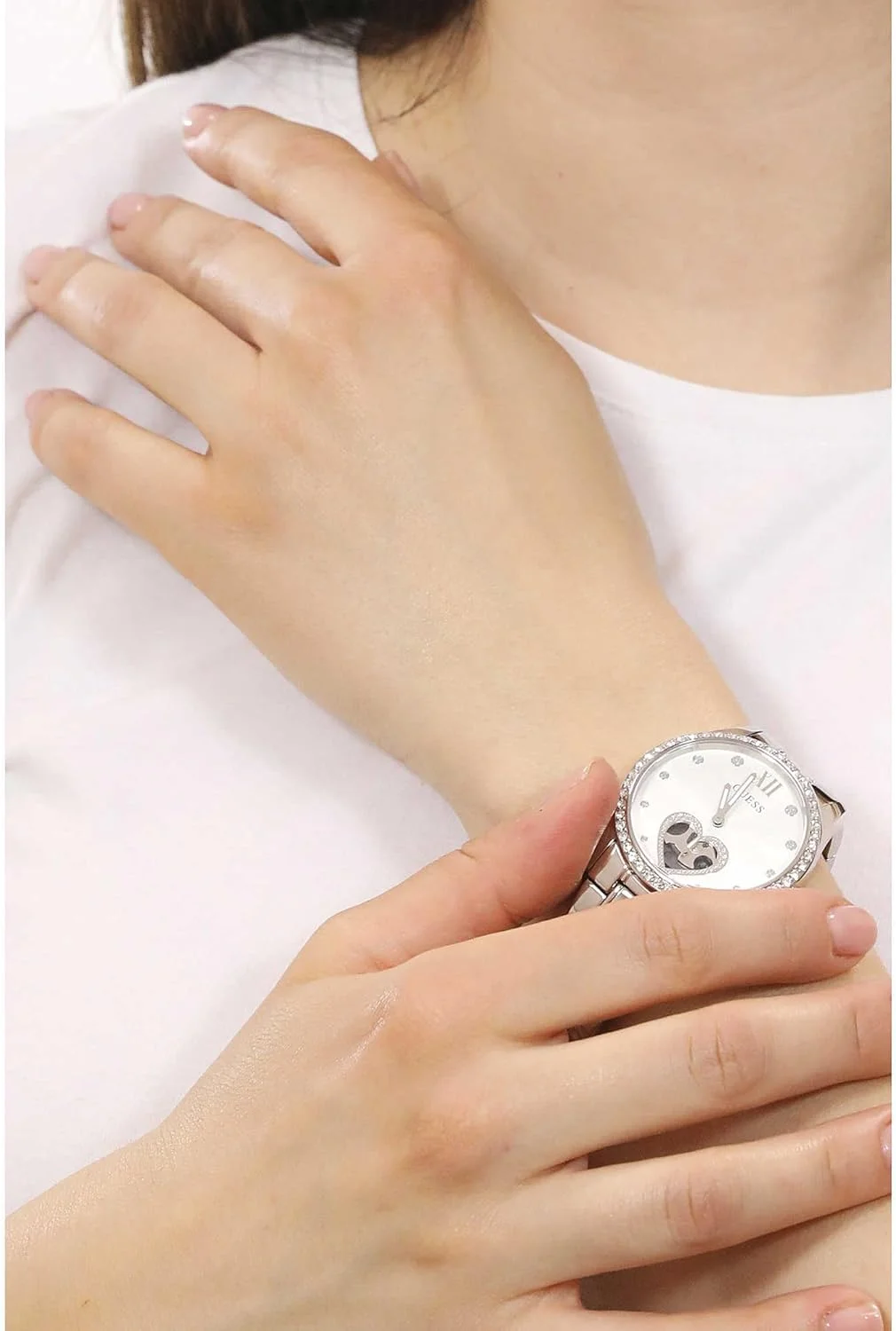 ساعت گس زنانه - gw0380l1 - قاب نقره ای براق با صفحه سفید برش خورده / بند نقره ای براق ساعت گس زنانه - gw0380l1 - قاب نقره ای براق با صفحه سفید برش خورده / بند نقره ای براق