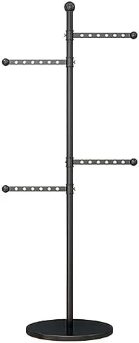 آویز لباس چرخشی رختکن، رگال لباس فلزی قابل تنظیم با 4 بازوی چرخشی، آویز صرفه جویی در فضا برای اتاق خواب و اتاق لباسشویی، استند لباس مشکی، نظم دهنده لباس چند منظوره، طراحی بادوام
