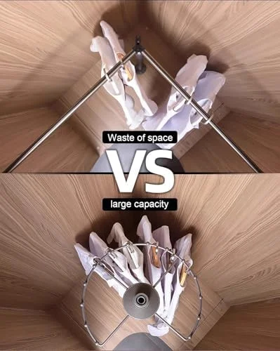 چوب لباسی گردان رختکن، رگال لباس گوشه ای چرخان 360 درجه - میله گرد فلزی کمد با ظرفیت بزرگ برای صرفه جویی در فضای کمد و رختکن - رنگ شامپاین شیک چوب لباسی گردان رختکن، رگال لباس گوشه ای چرخان 360 درجه - میله گرد فلزی کمد با ظرفیت بزرگ برای صرفه جویی در فضای کمد و رختکن - رنگ شامپاین شیک