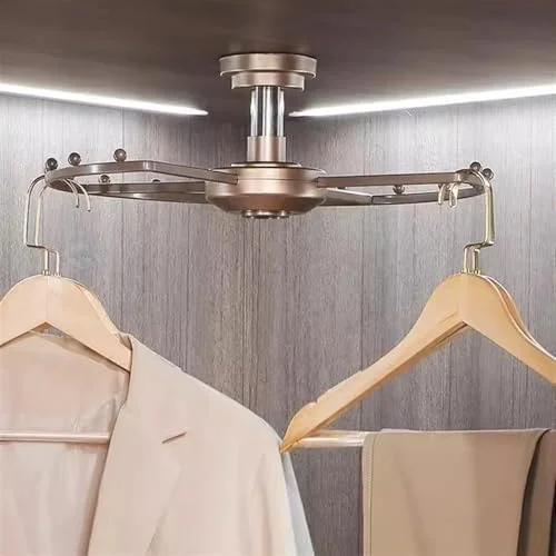 آویز گردان رختکن، رگال لباس گردان 360 درجه، میله آویز فلزی گرد برای کمد رختکن با ظرفیت بزرگ، براکت آویز صرفه جویی در فضا - ایده آل برای سازماندهی لباس