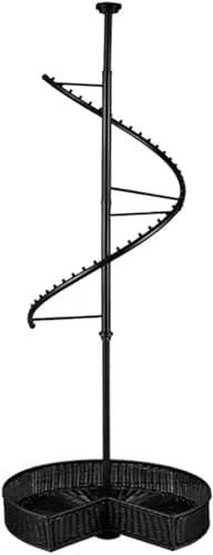 آویز چرخشی رختکن، رخت آویز چرخشی مارپیچ، رخت آویز گوشه کمد لباس به شکل S، قفسه شلوار، رختکن، آویز فلزی ایستاده محکم و صرفه جویی در فضا (مشکی)