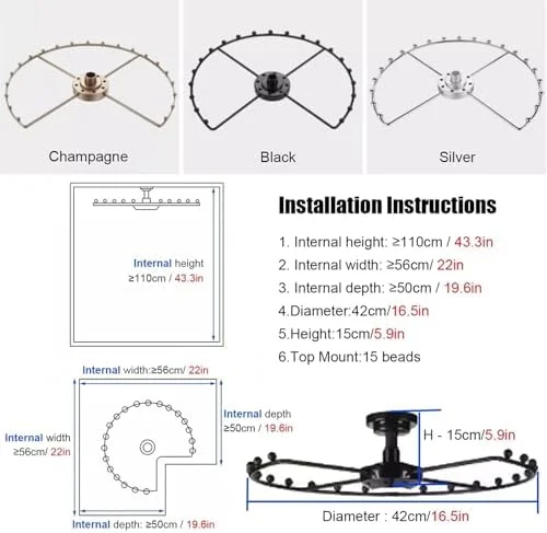 آویز گردان رختکن، میله آویز گرد فلزی 360 درجه برای کمد لباس با ظرفیت بزرگ، آویز سازمان دهنده رختکن کوچک و شیک شامپاینی