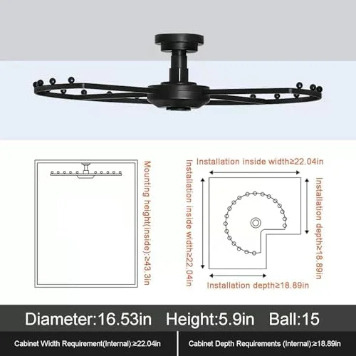 آویز گردان رختکن، میله آویز گردان فلزی مقاوم برای کمد لباس، صرفه جویی در فضا در رختکن (420 میلی متر)