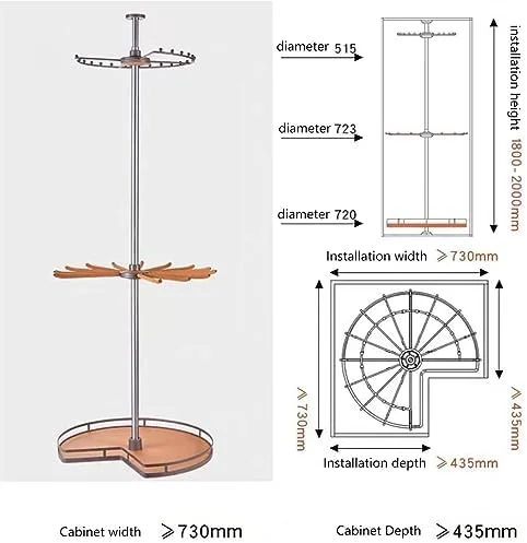 آویز گردان رختکن، میله گردان کمد، قفسه شلوار 2 طبقه برای کمد لباس، سازمان دهنده گوشه رختکن با استحکام بالا (نارنجی 165)