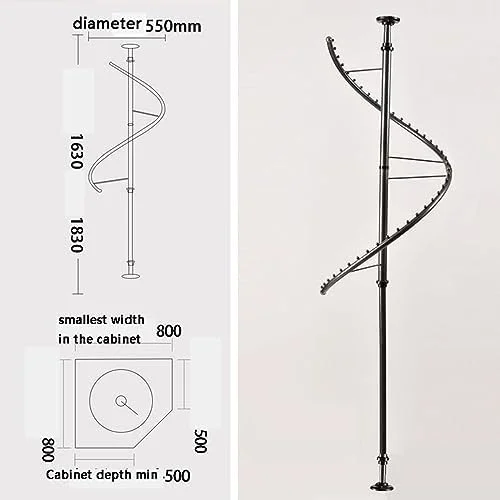 آویز گردان رختکن، گوشه کمد لباس به شکل S، آویز گردان 360 درجه، قفسه تلسکوپی لباس رختکن (طلایی H162)