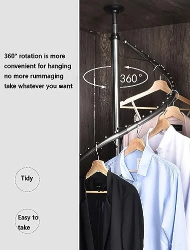 آویز گردان رختکن، آویز گردان 360 درجه گوشه کمد لباس، قفسه شلوار تلسکوپی لباس (مشکی H183)