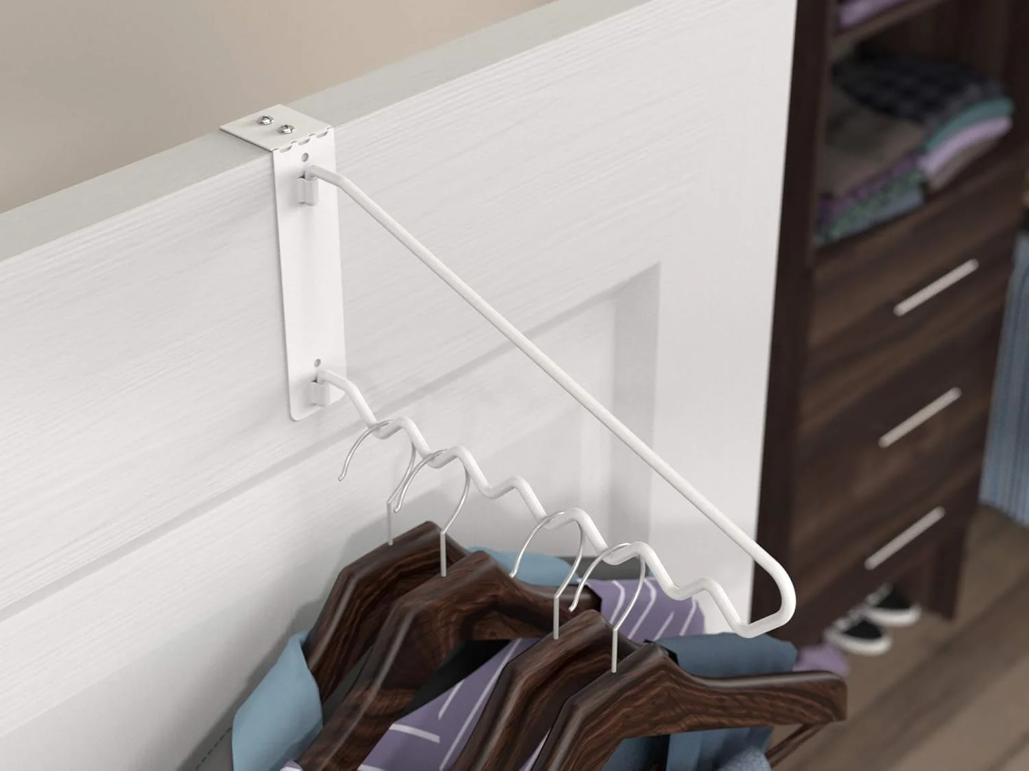 میله آویز لباس ClosetMaid، قابل نصب روی دیوار یا درب، دارای لوازم نصب، طراحی تاشو، فولاد بادوام، سفید، 11.75 اینچ