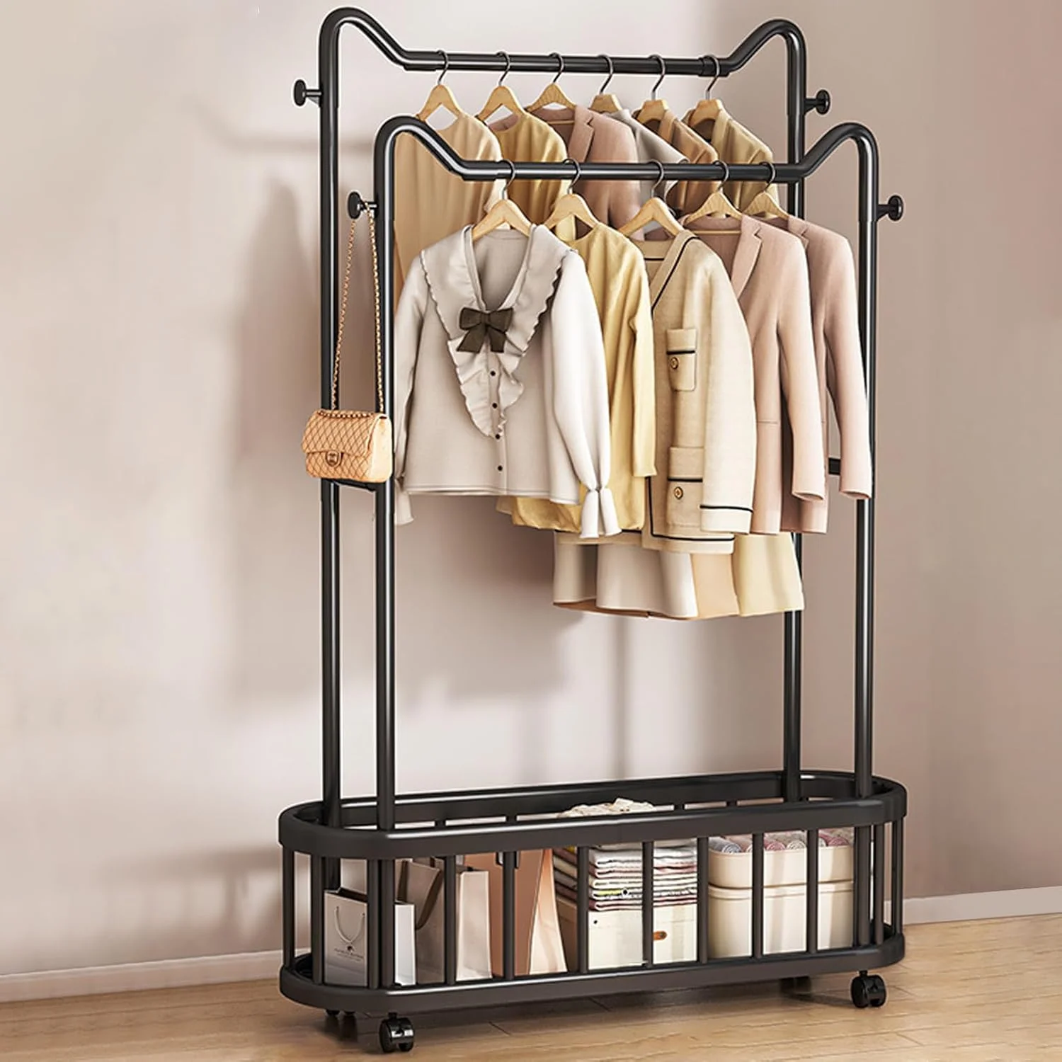 رگال لباس دو میله ای 100 سانتی متری، رگال فلزی لباس با سبد ذخیره سازی، رگال کفش، پایه ریل لباس، سازمان دهنده چند منظوره چوب لباسی رگال لباس دو میله ای 100 سانتی متری، رگال فلزی لباس با سبد ذخیره سازی، رگال کفش، پایه ریل لباس، سازمان دهنده چند منظوره چوب لباسی