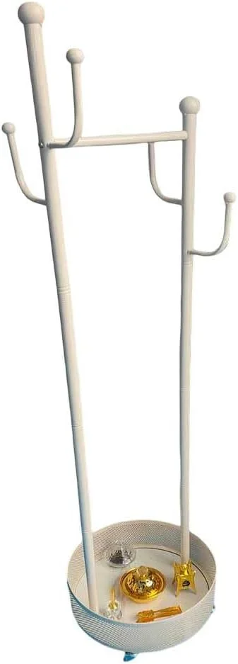 استند بخور سوز لباس - آویز بخور بلند 165 سانتی‌متری با جای عود - رگال لباس برای عبا، ثوب و لوازم جانبی (سفید)