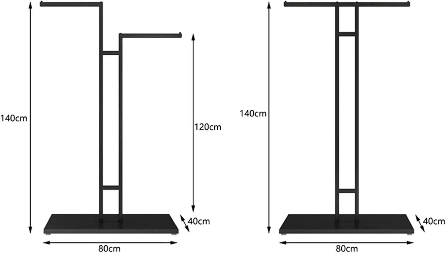 رگال لباس مدرن، آویز لباس ایستاده، استند نمایش لباس برای فروشگاه ها، خرده فروشی ها، انبار خانگی، رگال لباس پیراهن و کت دو طرفه، سفید - مدل 2