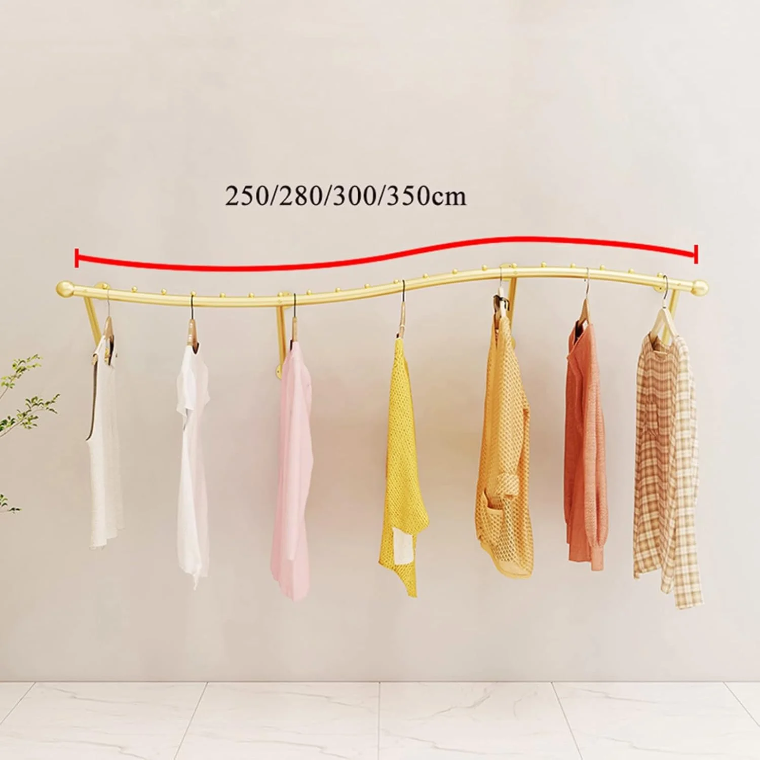 رگال لباس فروشگاهی، رگال دیواری، رگال نمایش، ریل لباس، فروشگاه لباس، رگال لباس، چوب لباسی، آویز تجاری، قفسه ذخیره سازی، B-250cm/98.4inch