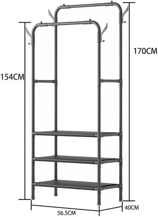 رگال لباس دو میله ای، رگال آویز لباس، سازمان دهنده لباس قابل حمل برای اتاق خواب، اتاق نشیمن، فروشگاه لباس