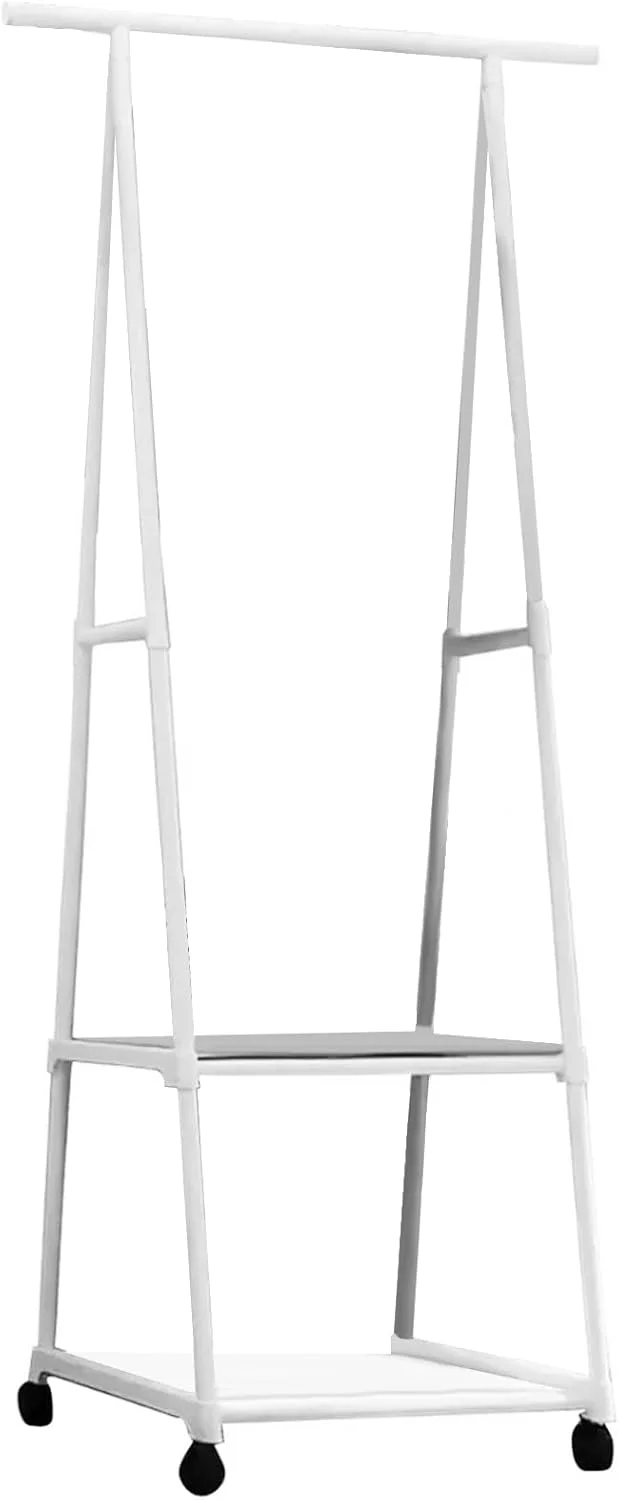 رگال لباس Cryfokt، رگال لباس میله ای با مونتاژ آسان، سازمان دهنده لباس چرخدار مثلثی با چرخ، قفسه ذخیره سازی متحرک چند لایه چند منظوره برای آویزان کردن لباس