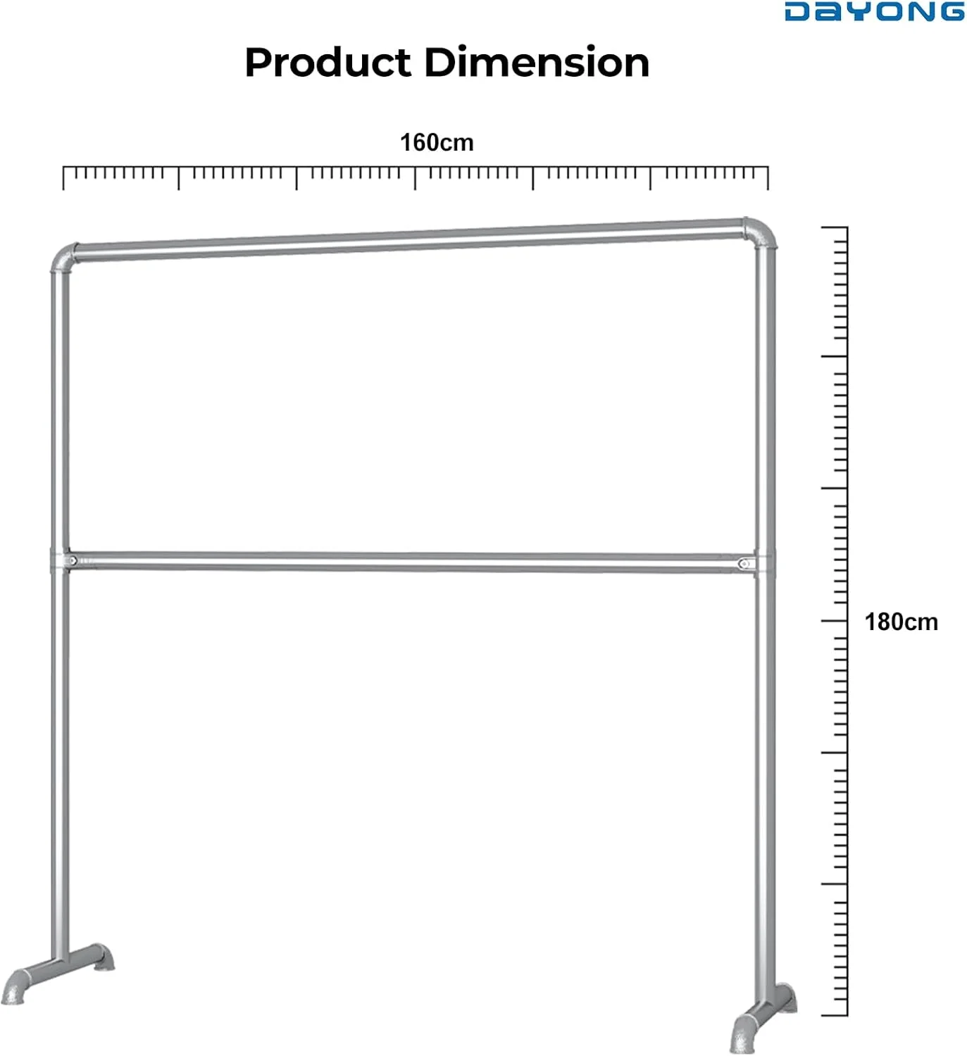 رگال لباس قابل تنظیم DAYONG، رگال لباس صنعتی دو میله ای، رگال لباس فلزی محکم، رگال لباس ایستاده قابل حمل (160cm عمق x 50cm عرض x 180cm ارتفاع) رگال لباس قابل تنظیم DAYONG، رگال لباس صنعتی دو میله ای، رگال لباس فلزی محکم، رگال لباس ایستاده قابل حمل (160cm عمق x 50cm عرض x 180cm ارتفاع)