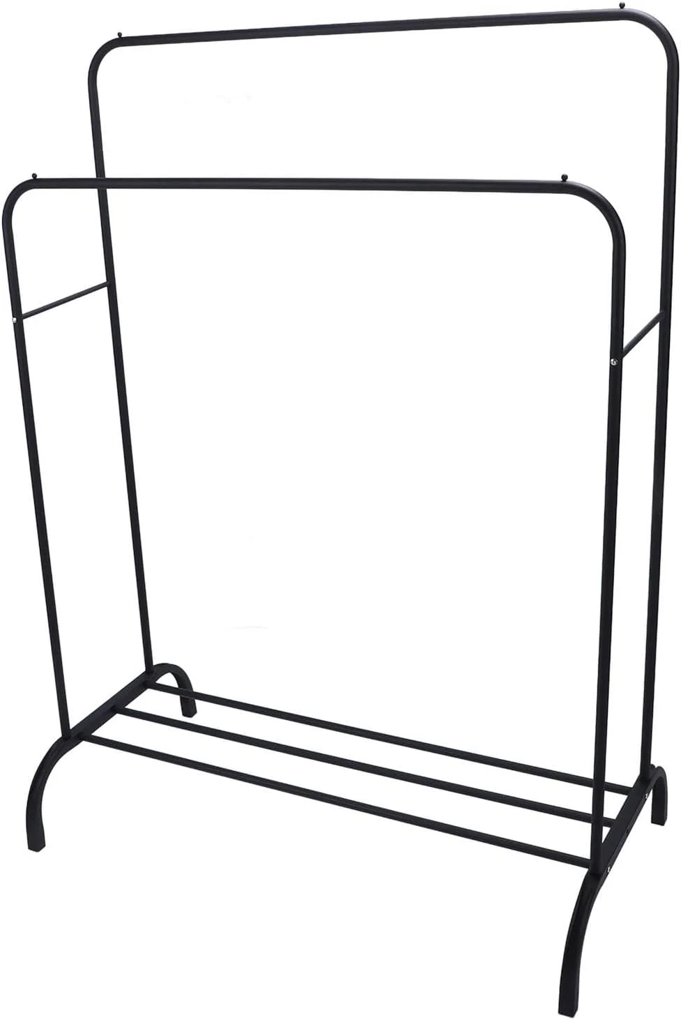 رگال لباس تاشو Depisuta، رگال لباس دو میله با قفسه کفش، برای آویزان کردن لباس، سازمان دهنده ذخیره سازی چند منظوره و سنگین برای اتاق خواب، اتاق نشیمن (مشکی)