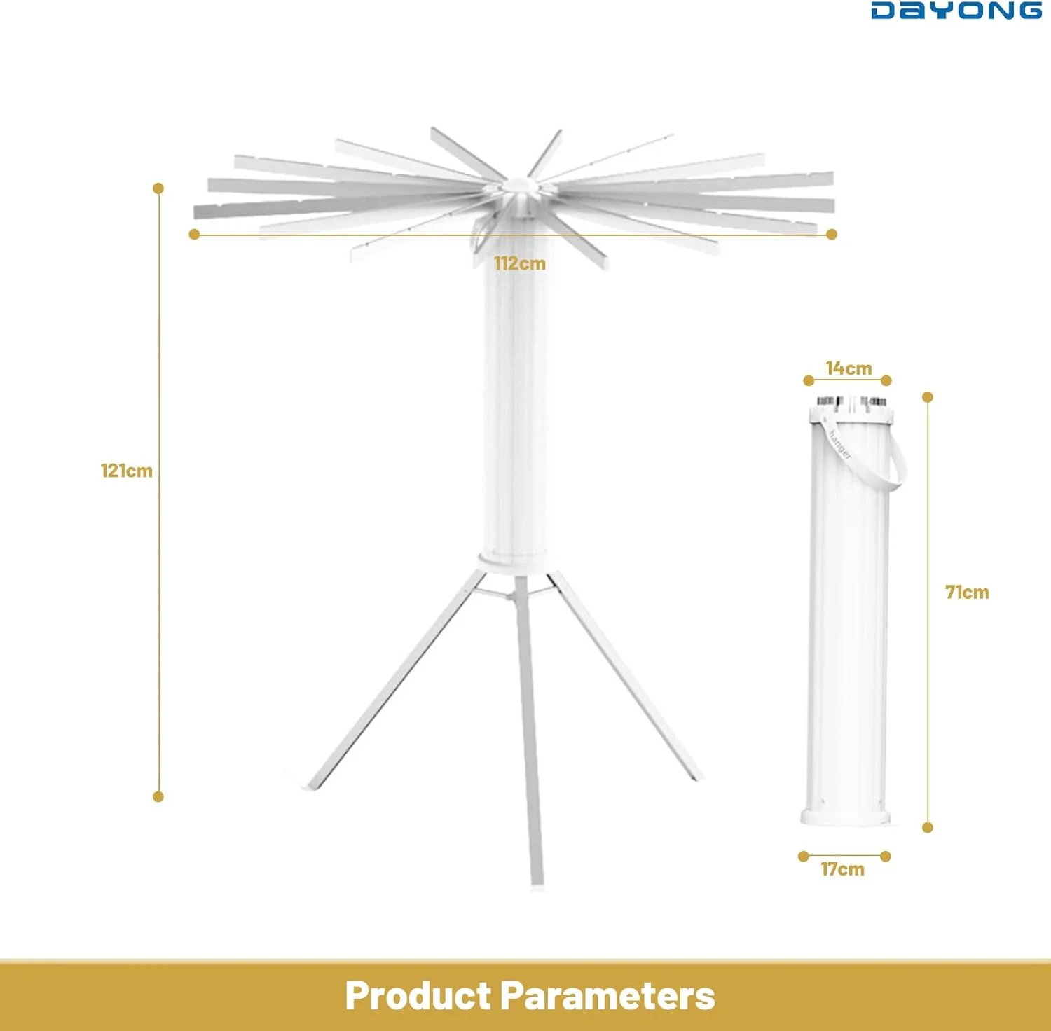 رخت آویز تاشو DAYONG، مناسب برای بالکن، لبه پنجره و نرده، آویز لباس برای استفاده در فضای داخلی و خارجی برای حوله، لباس زیر، جوراب و کفش (50x34 سانتی متر)