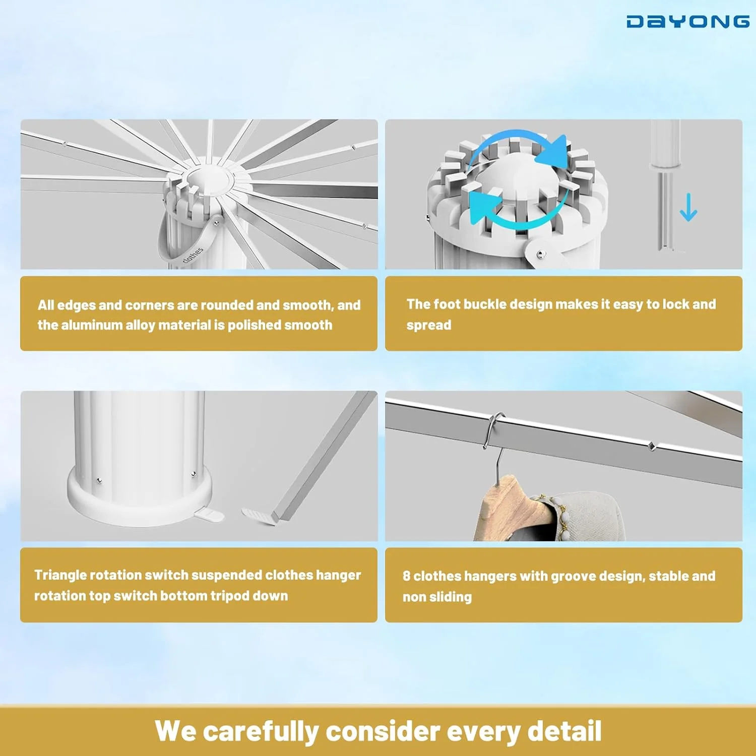 بند رخت سه پایه DAYONG، بند رخت آلومینیومی با 16 میله چرخان، بند رخت تاشو قابل حمل برای داخل و خارج از خانه، صرفه جویی در فضا، تحمل بار 40 کیلوگرم (سفید) بند رخت سه پایه DAYONG، بند رخت آلومینیومی با 16 میله چرخان، بند رخت تاشو قابل حمل برای داخل و خارج از خانه، صرفه جویی در فضا، تحمل بار 40 کیلوگرم (سفید)