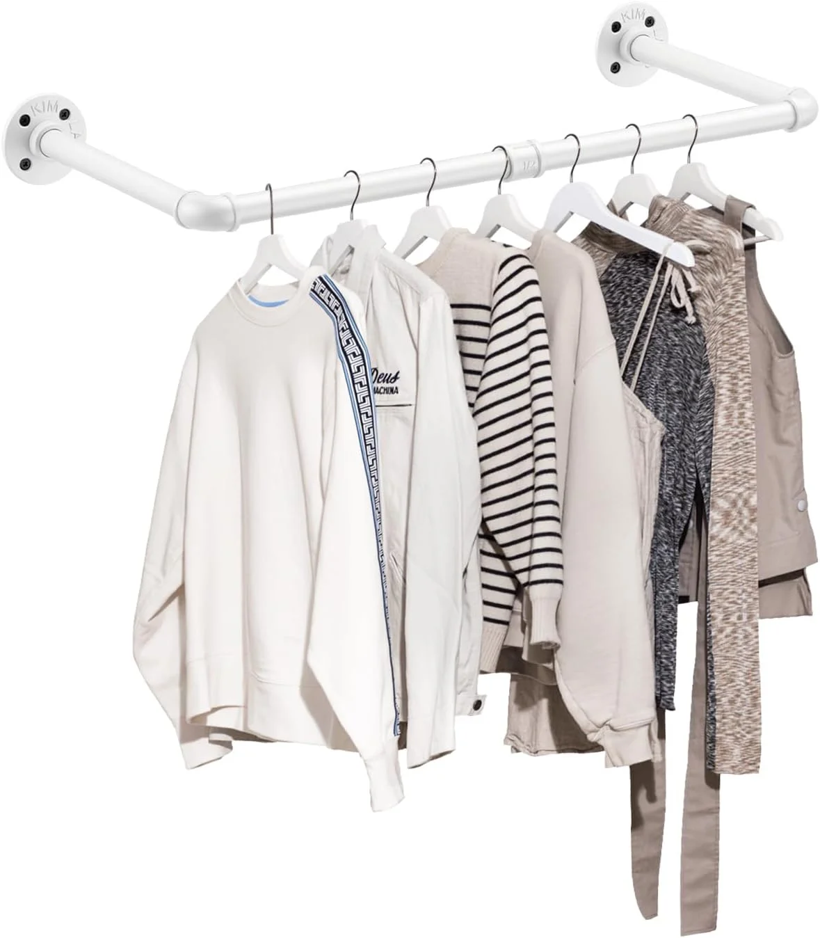 ریل لباس دیواری eSynic، ریل لباس صنعتی محبوب 60 سانتی متری سفید، ریل آویز لباس لوله ای بادوام برای لباس در اتاق خواب، رختشورخانه، کمد ریل لباس دیواری eSynic، ریل لباس صنعتی محبوب 60 سانتی متری سفید، ریل آویز لباس لوله ای بادوام برای لباس در اتاق خواب، رختشورخانه، کمد