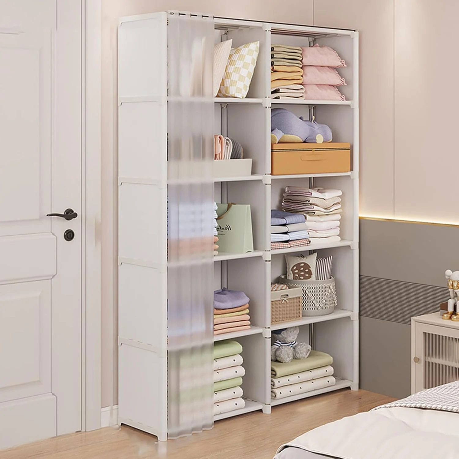 کمد لباس برای اتاق کوچک، سازمان دهنده لباس کمد | قفسه لباس مقاوم و آسان برای لباس های تاشده، کت