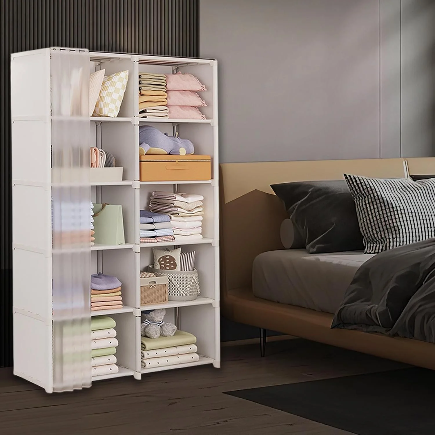 کمد لباس برای اتاق کوچک، سازمان دهنده لباس کمد | قفسه لباس مقاوم و آسان برای لباس های تاشده، کت