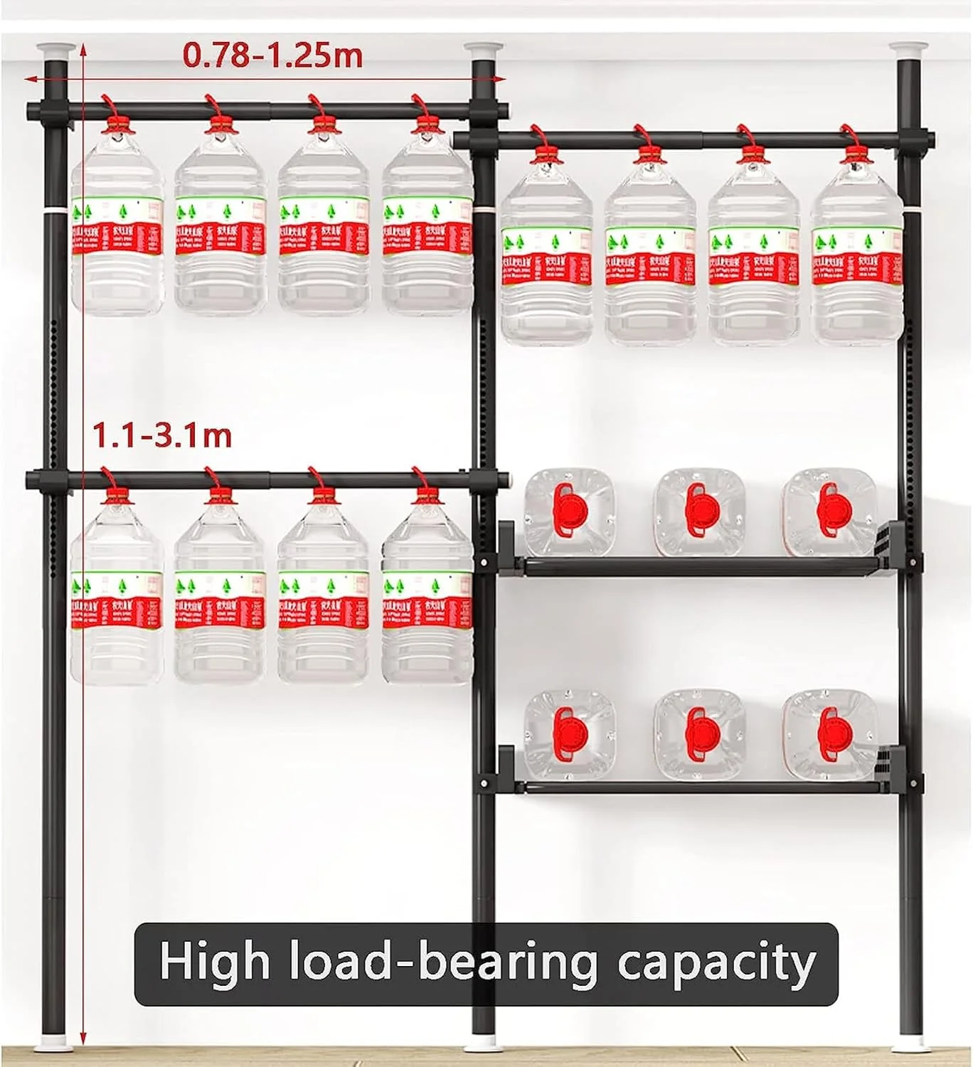 رگال لباس تلسکوپی سنگین، سازمان دهنده کمد لباس - ریل مرتب کننده لباس با قابلیت تنظیم ارتفاع، آویز کت با سینی، ریل مرتب کننده آویز DIY