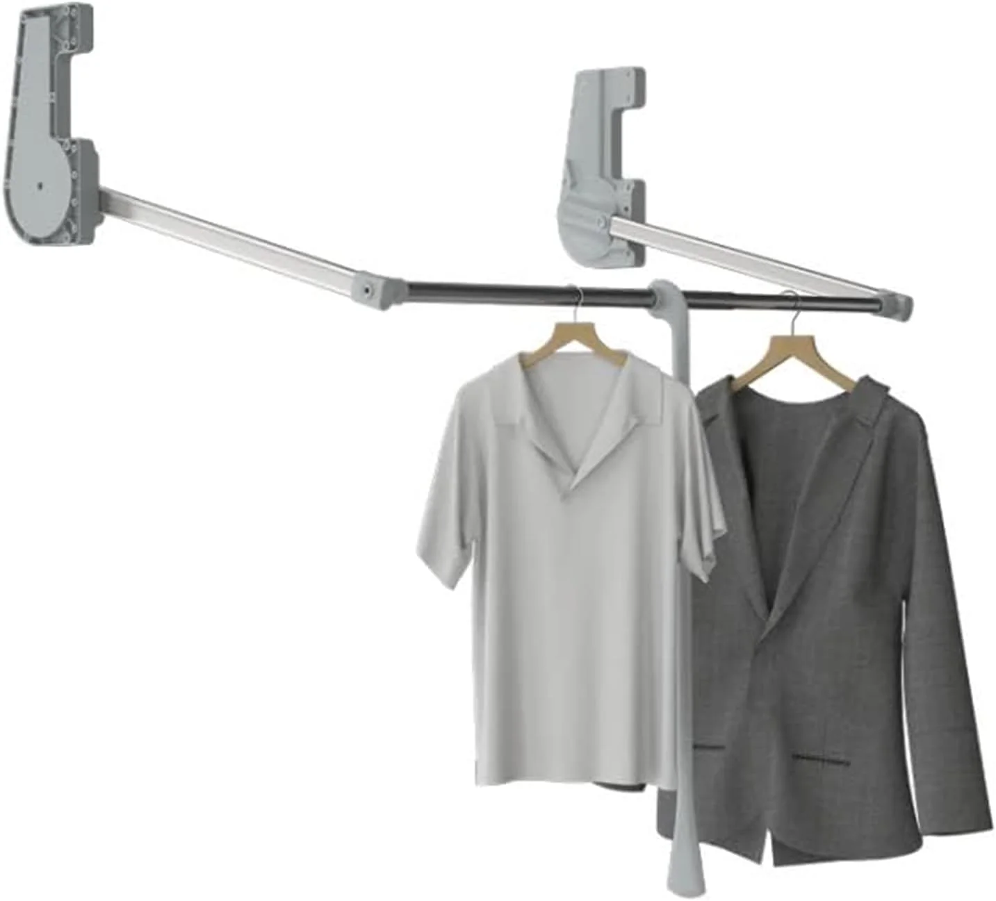 آویز لباس تاشو ریلی، رخت آویز قابل تنظیم برای منزل، ریل آویز لباس صرفه جویی در فضا، سفید، 564-764 میلی متر، سفید-764-1064 میلی متر آویز لباس تاشو ریلی، رخت آویز قابل تنظیم برای منزل، ریل آویز لباس صرفه جویی در فضا، سفید، 564-764 میلی متر، سفید-764-1064 میلی متر