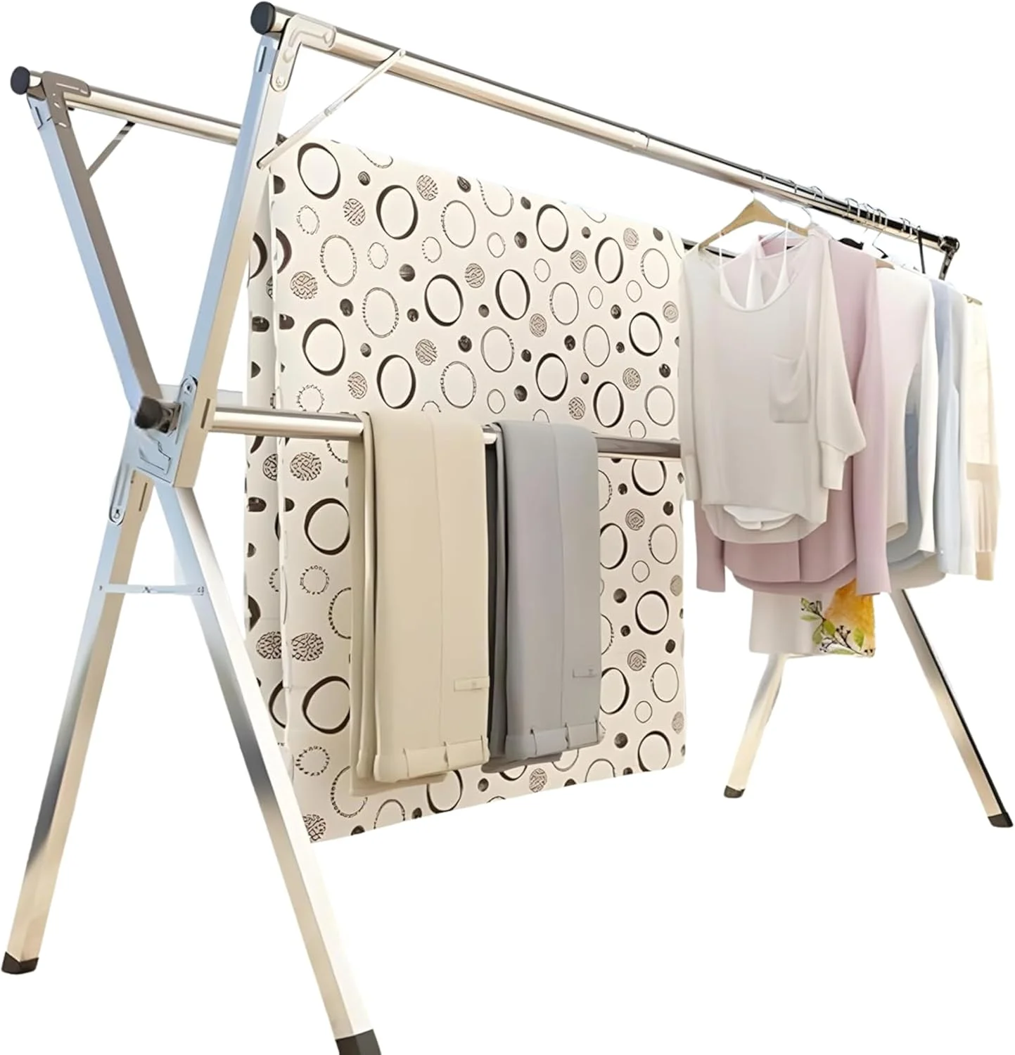 پایه تاشو آلومینیومی خشک کن لباس خانگی - پایه لباس سبک و ضد زنگ برای استفاده در داخل و خارج از منزل - بند رخت سنگین برای لباس، حوله و روتختی