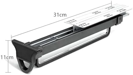 آویز شلوار ریلی، قفسه شلوار کشویی 26cmx11cm، ریل لباس کشویی آلیاژ آلومینیوم، آویز شلوار با پایه ضخیم، اسلاید میرایی سه قسمتی، 31cmx11cm