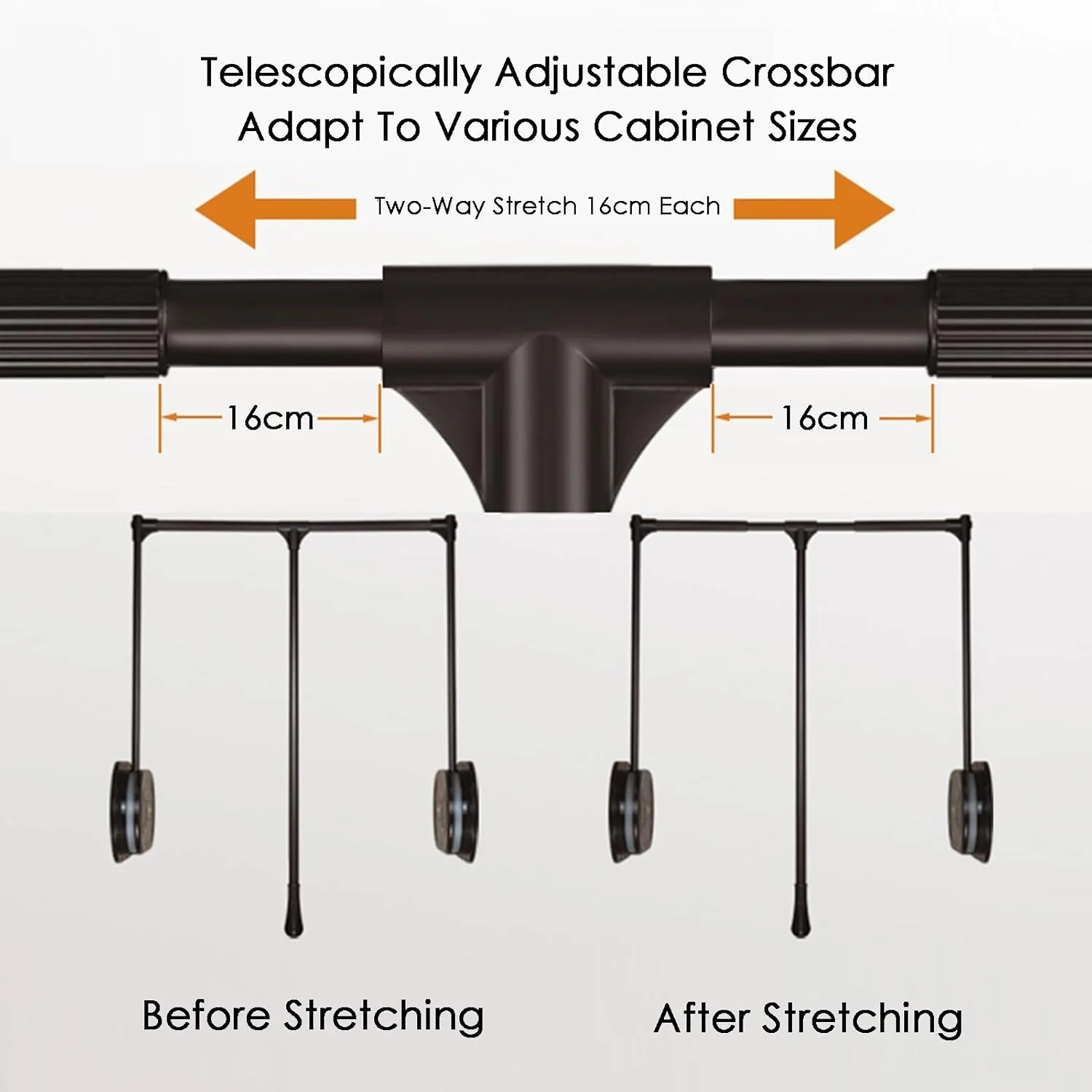 میله آویز لباس کمدی کشویی، آویز لباس قابل گسترش، بالابر کمد لباس قابل تنظیم صرفه جویی در فضا، برای کمد لباس، رختکن، کابینت، 734-1114 میلی متر