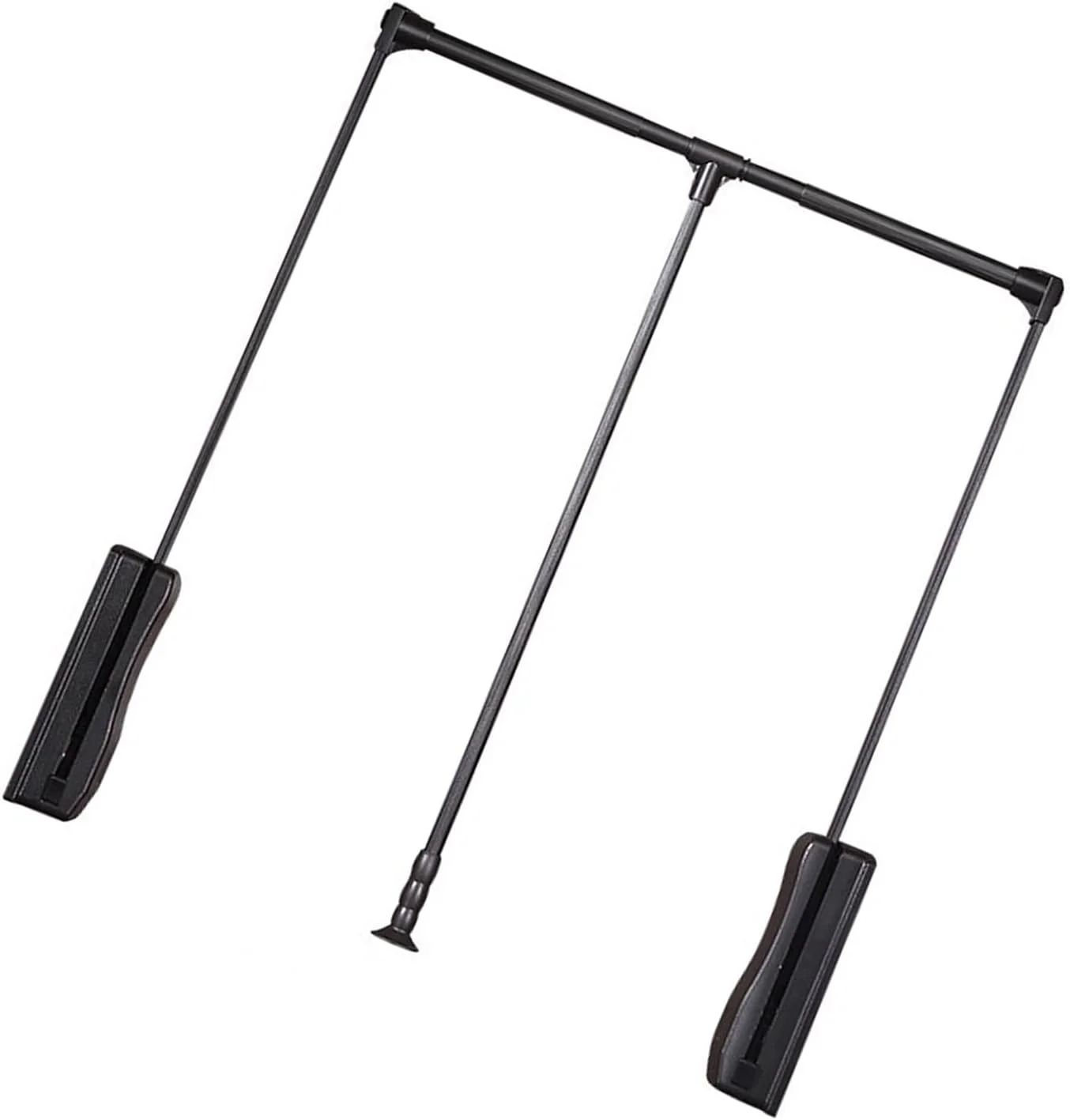 ریل لباس قابل گسترش - ریل بالابر کمد لباس کشویی، عرض قابل تنظیم 60-83 سانتی متر، میله آویز شلوار کشویی فولادی برای کمد، صرفه جویی در فضا، مشکی